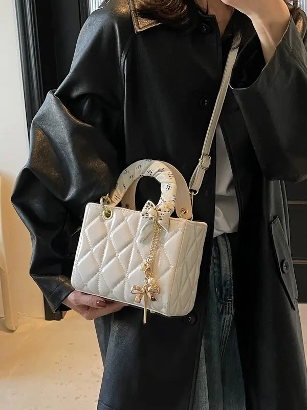 Red Diamond Quilted Mini Princess Bag for Women - Image 7