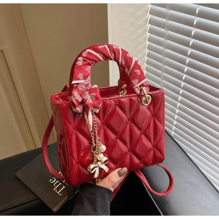 Red Diamond Quilted Mini Princess Bag for Women — feature 14