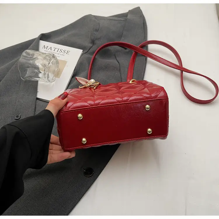 Red Diamond Quilted Mini Princess Bag for Women — feature 20