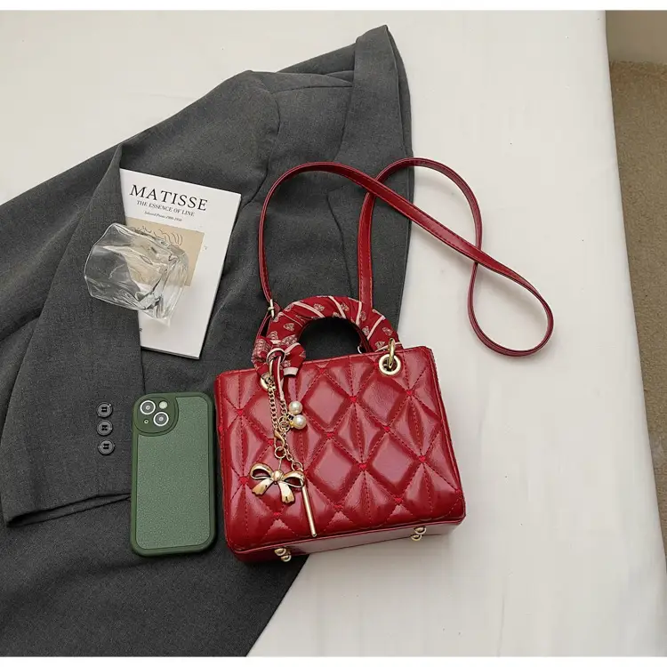 Red Diamond Quilted Mini Princess Bag for Women — feature 21
