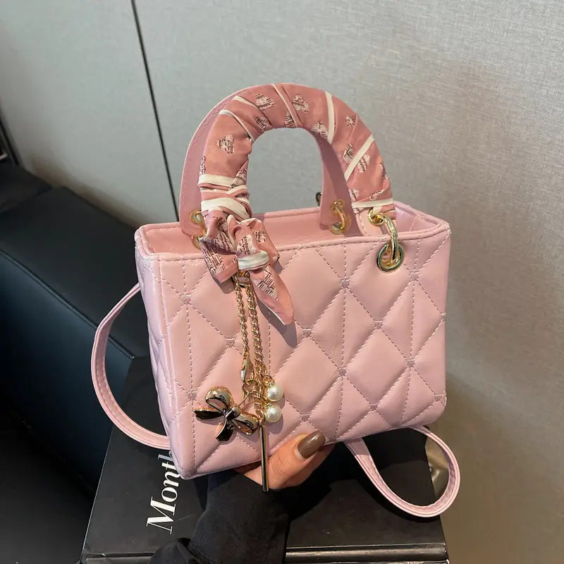 Red Diamond Quilted Mini Princess Bag for Women - Image 3
