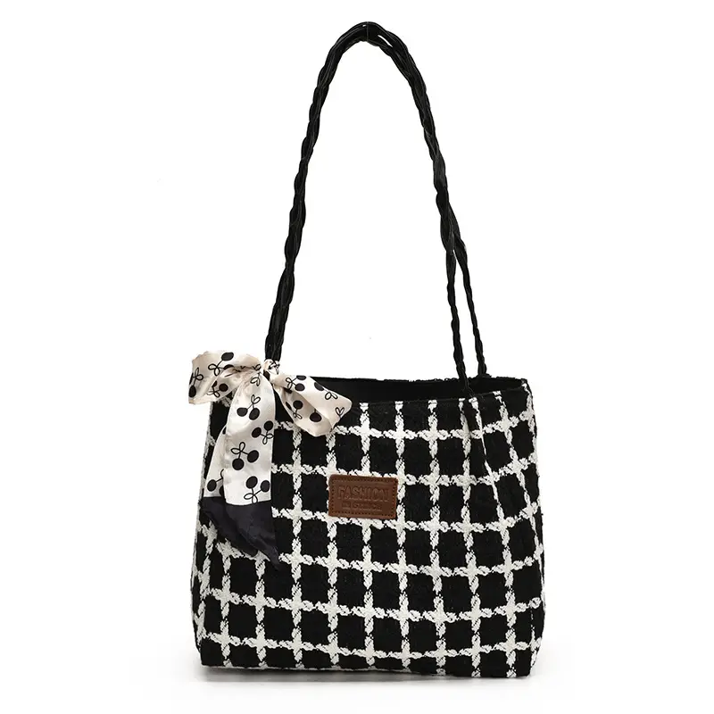 2025 Woolen Plaid Shoulder Bag for Women - Image 2