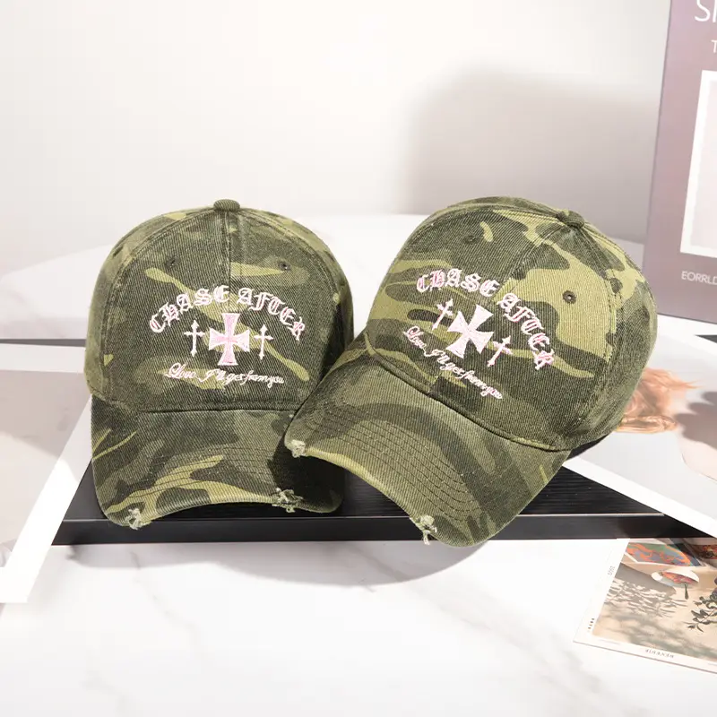 American Retro Camouflage Baseball Cap with Star Embroidery