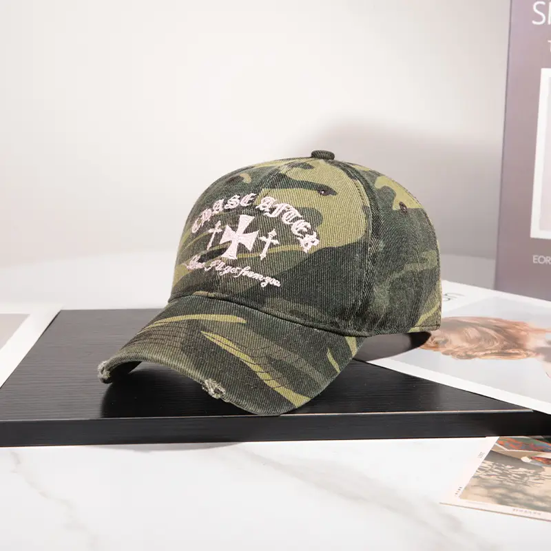 American Retro Camouflage Baseball Cap with Star Embroidery