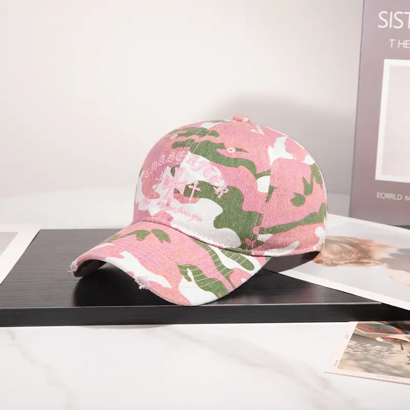 American Retro Camouflage Baseball Cap with Star Embroidery