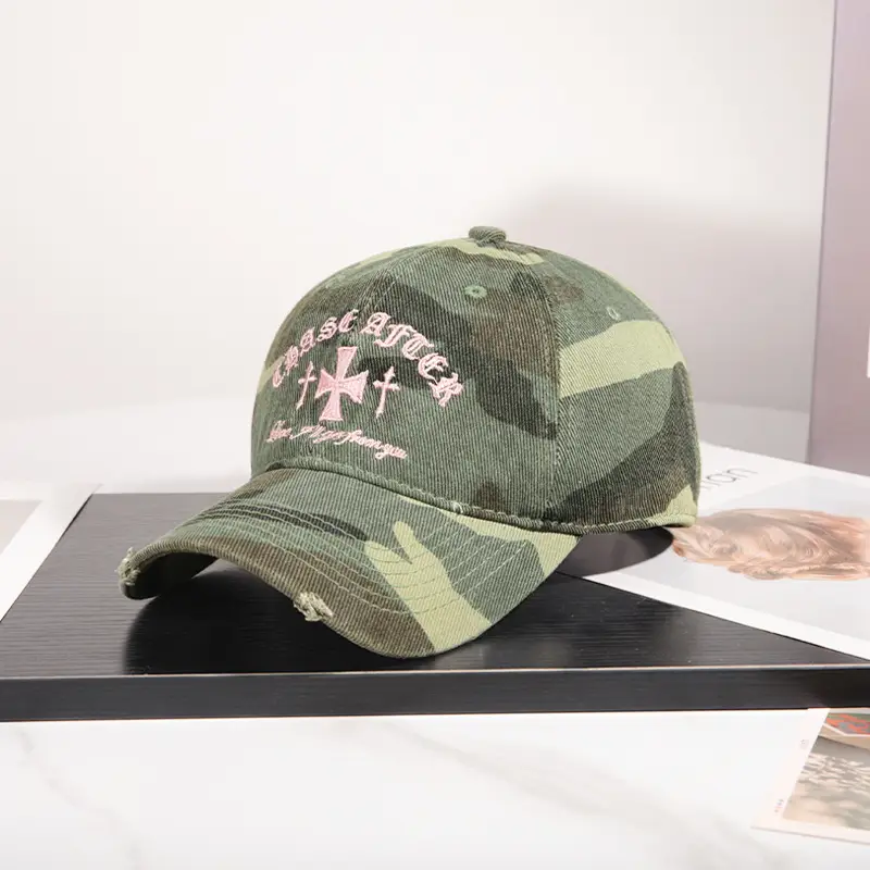 American Retro Camouflage Baseball Cap with Star Embroidery