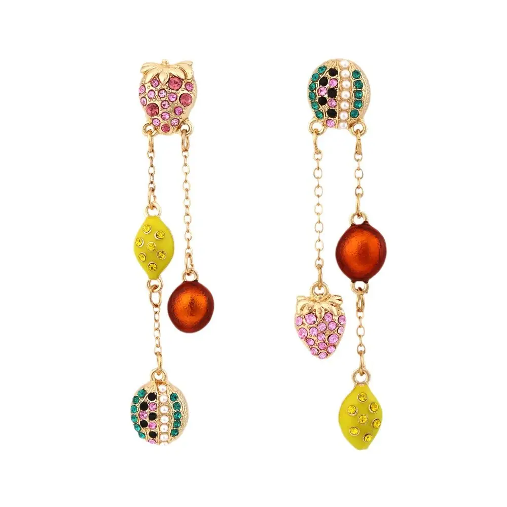 Diamond Encrusted Fruit Animal Earrings for Women