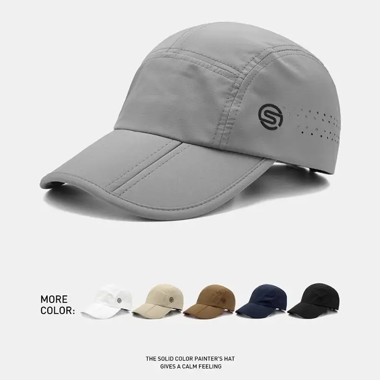 White Foldable Beach Hat with Logo - Image 4