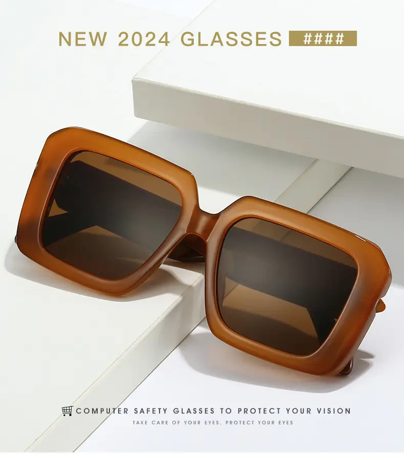 Square Sunglasses Black White Gray Large Frame Women — feature 13