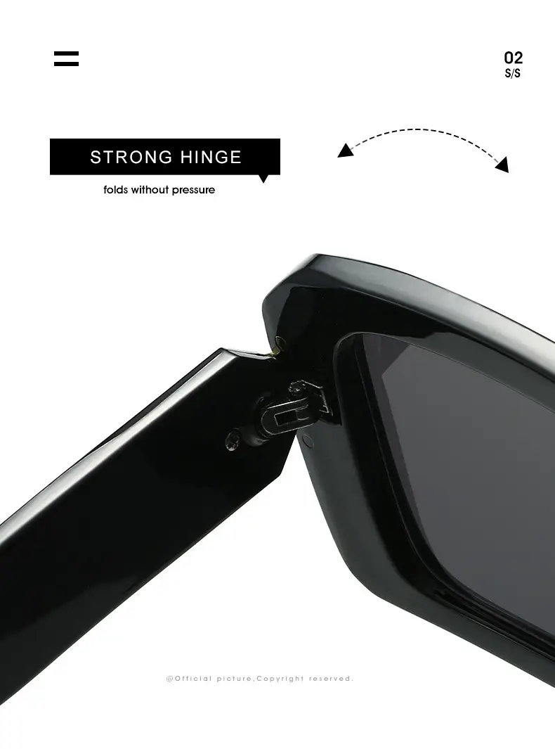 Square Sunglasses Black White Gray Large Frame Women — feature 15