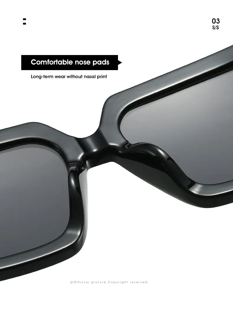 Square Sunglasses Black White Gray Large Frame Women — feature 16