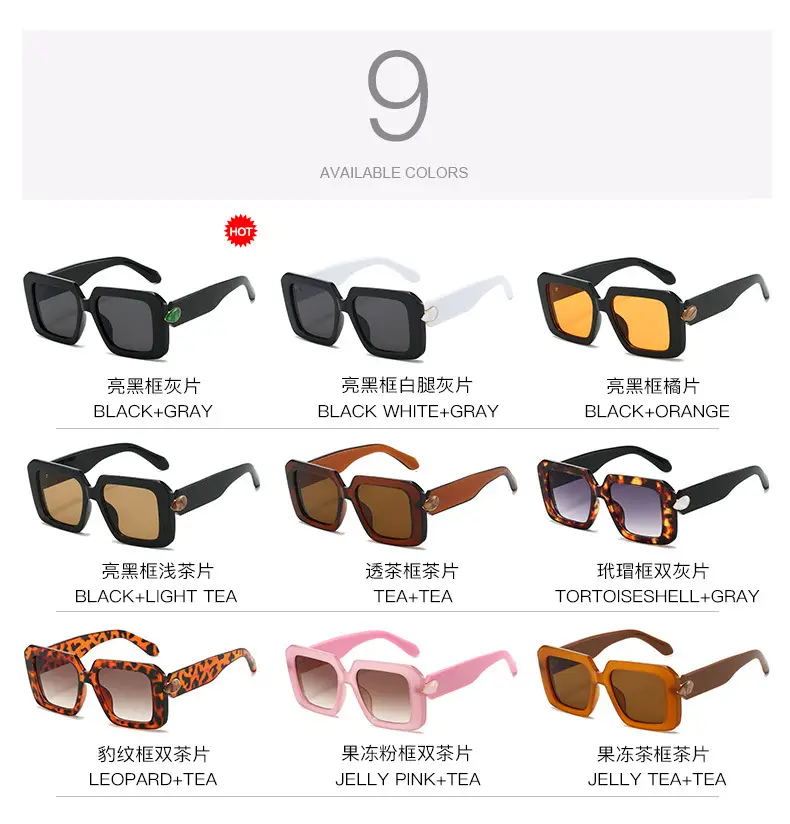 Square Sunglasses Black White Gray Large Frame Women — feature 20