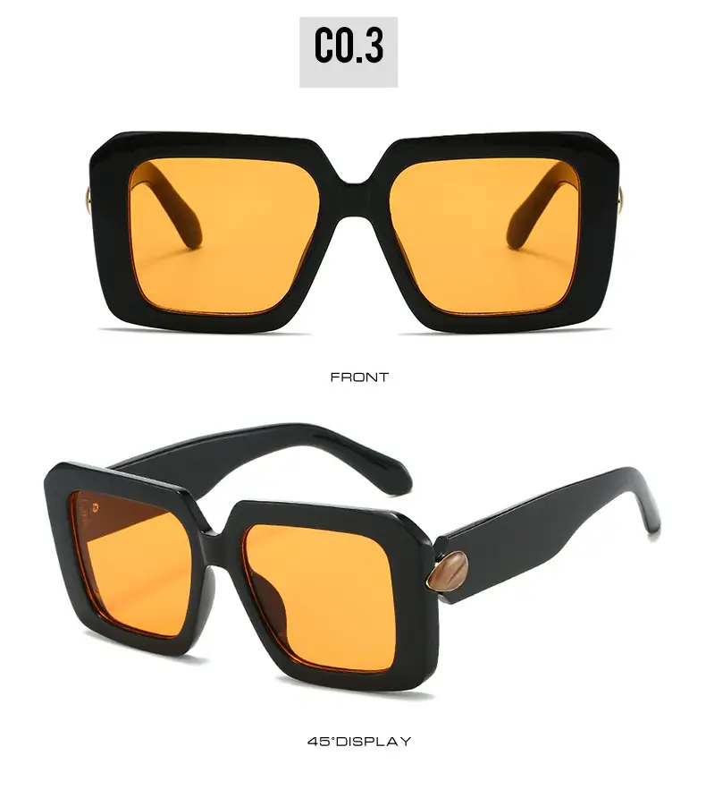 Square Sunglasses Black White Gray Large Frame Women — feature 23