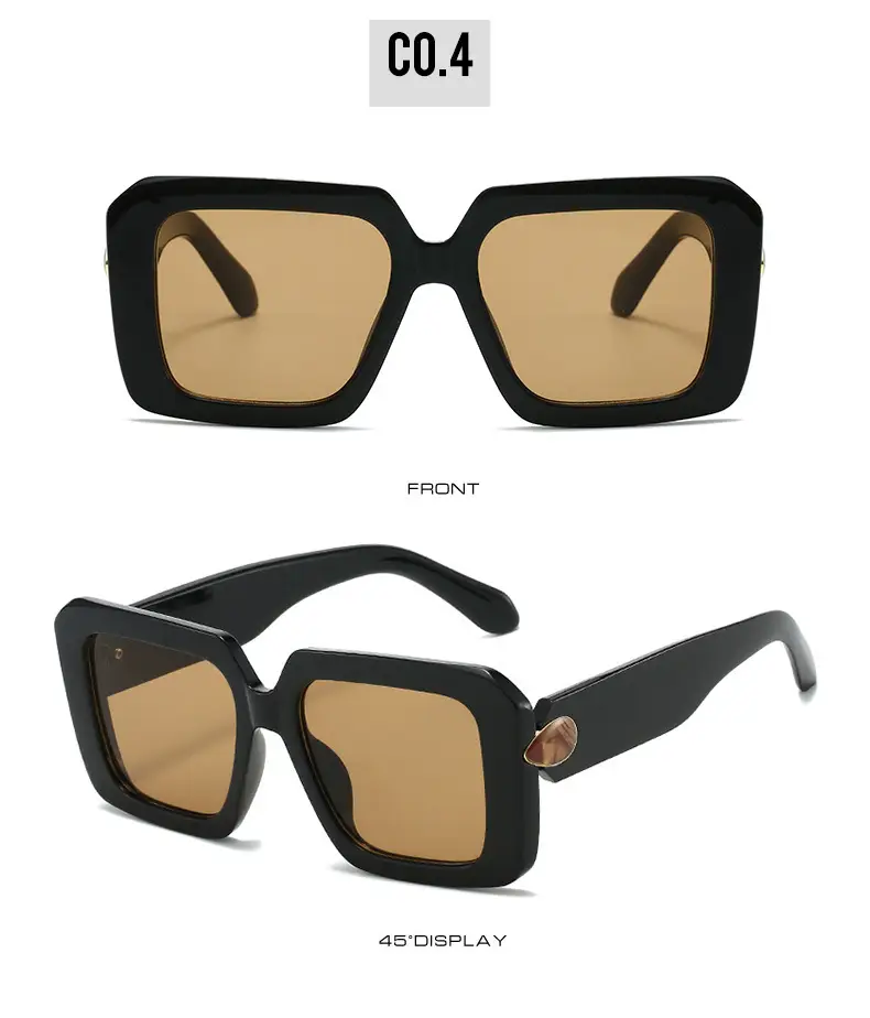 Square Sunglasses Black White Gray Large Frame Women — feature 24