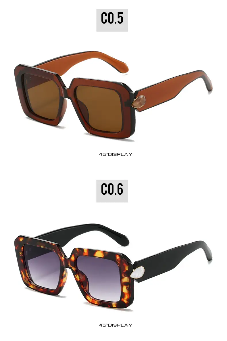 Square Sunglasses Black White Gray Large Frame Women — feature 25