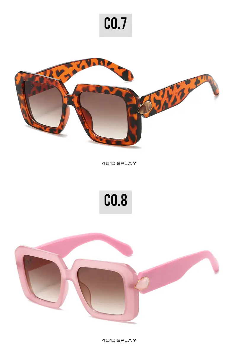 Square Sunglasses Black White Gray Large Frame Women — feature 26
