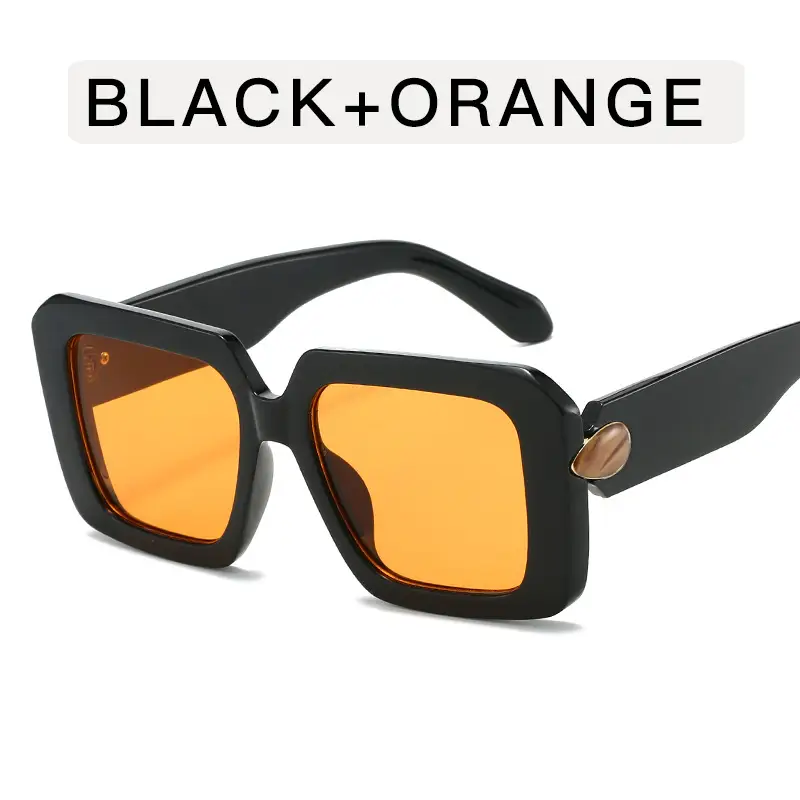 Square Sunglasses Black White Gray Large Frame Women