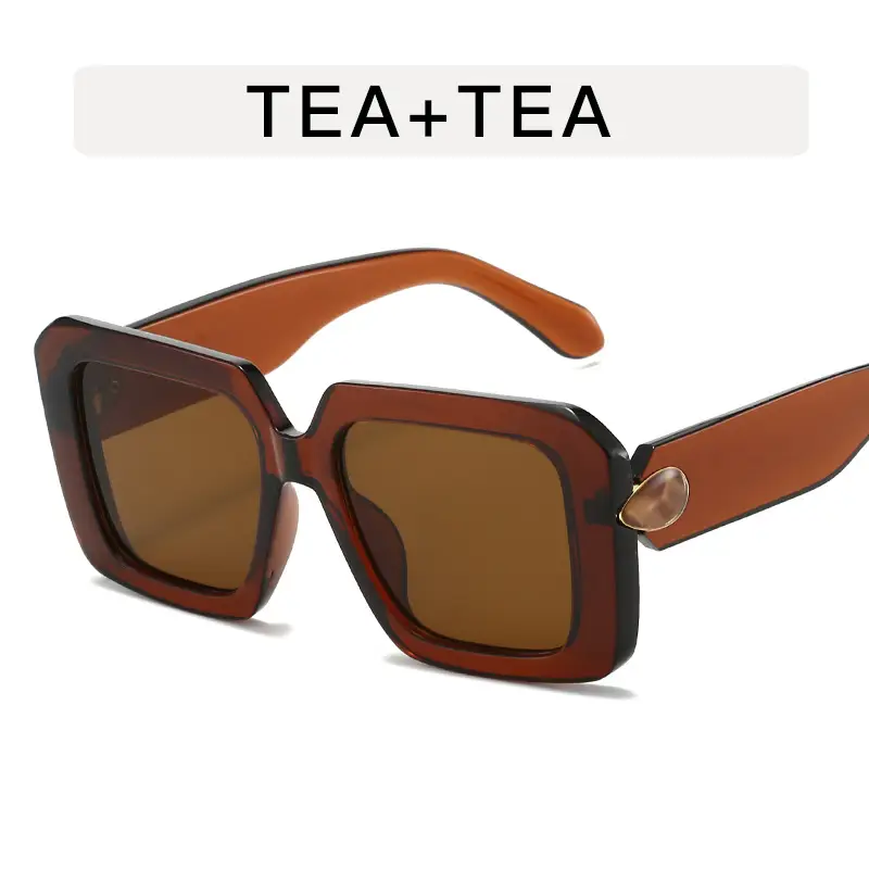 Square Sunglasses Black White Gray Large Frame Women