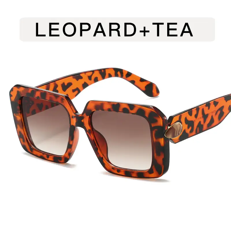 Square Sunglasses Black White Gray Large Frame Women