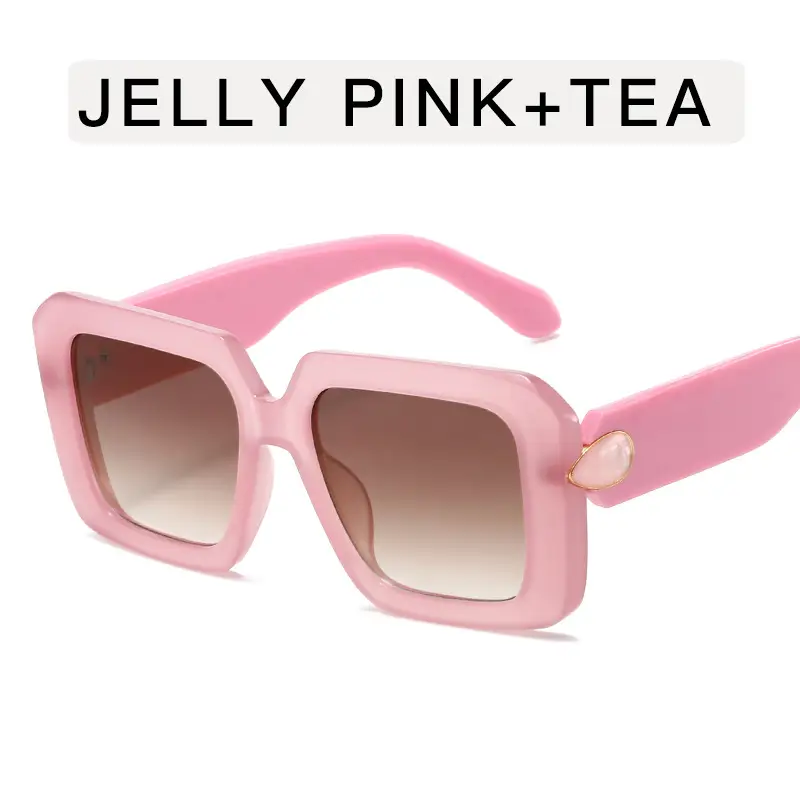 Square Sunglasses Black White Gray Large Frame Women