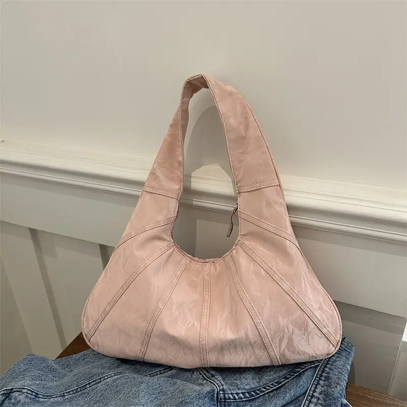Brown Pleated Shoulder Bag for Women Commute - Image 8