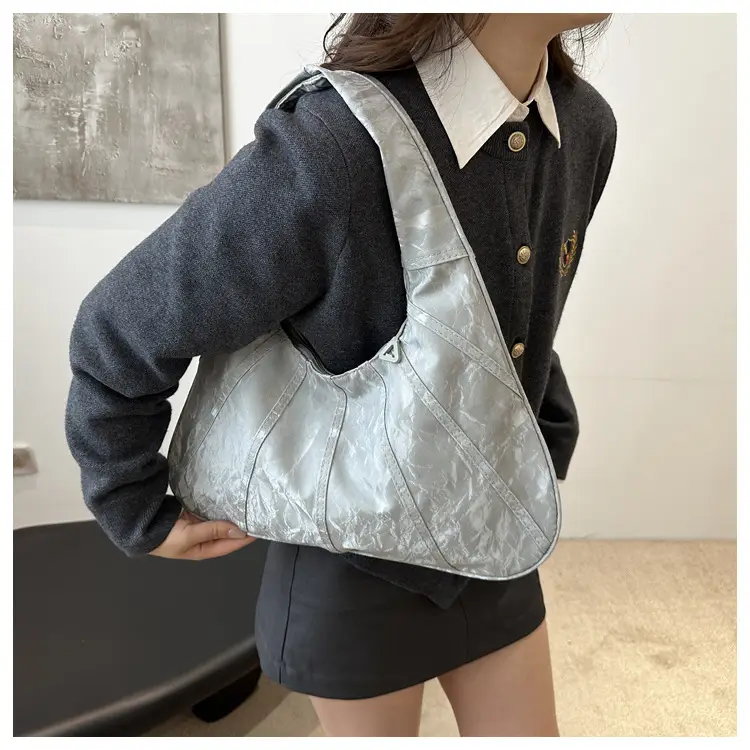 Brown Pleated Shoulder Bag for Women Commute — feature 11