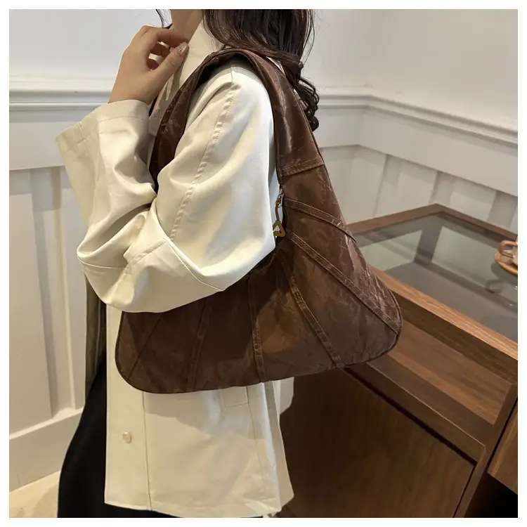Brown Pleated Shoulder Bag for Women Commute — feature 16