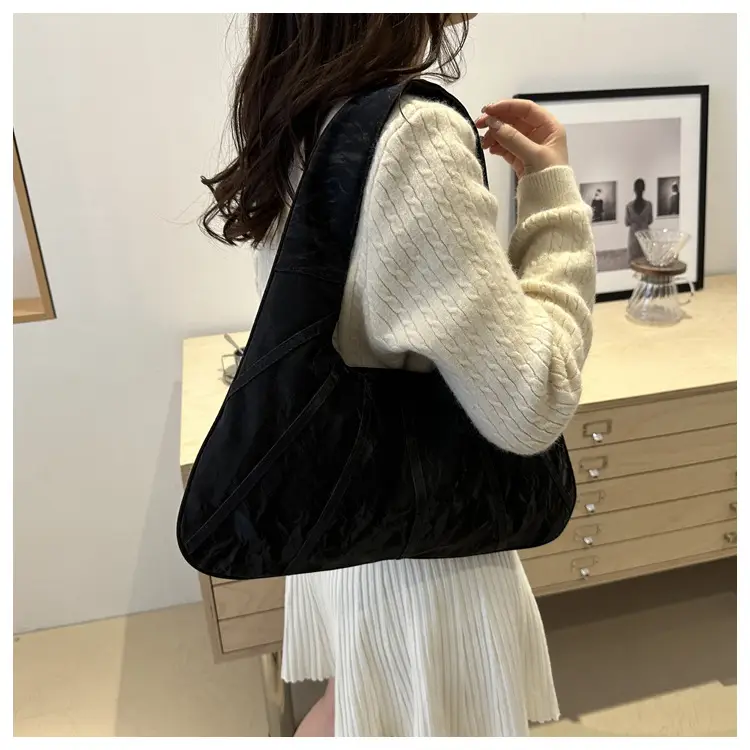 Brown Pleated Shoulder Bag for Women Commute — feature 17