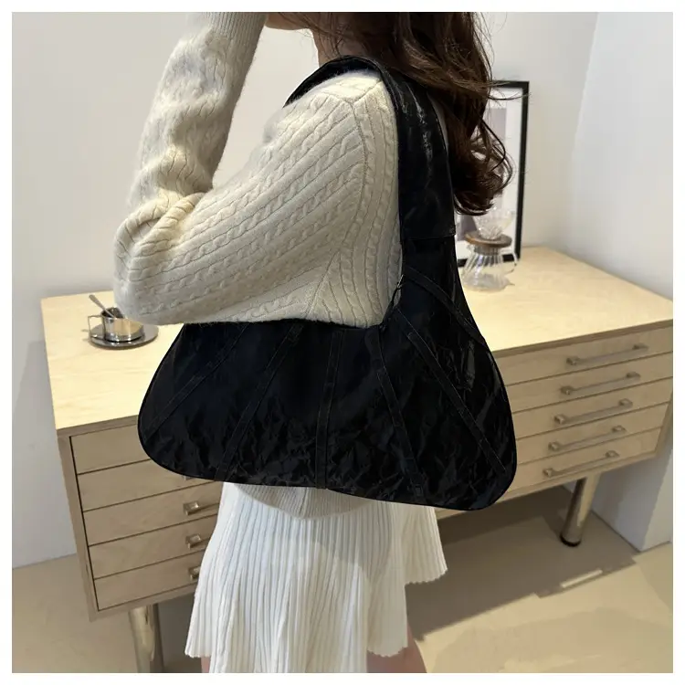 Brown Pleated Shoulder Bag for Women Commute — feature 18