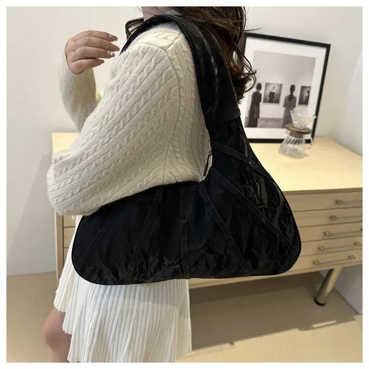 Brown Pleated Shoulder Bag for Women Commute — feature 19