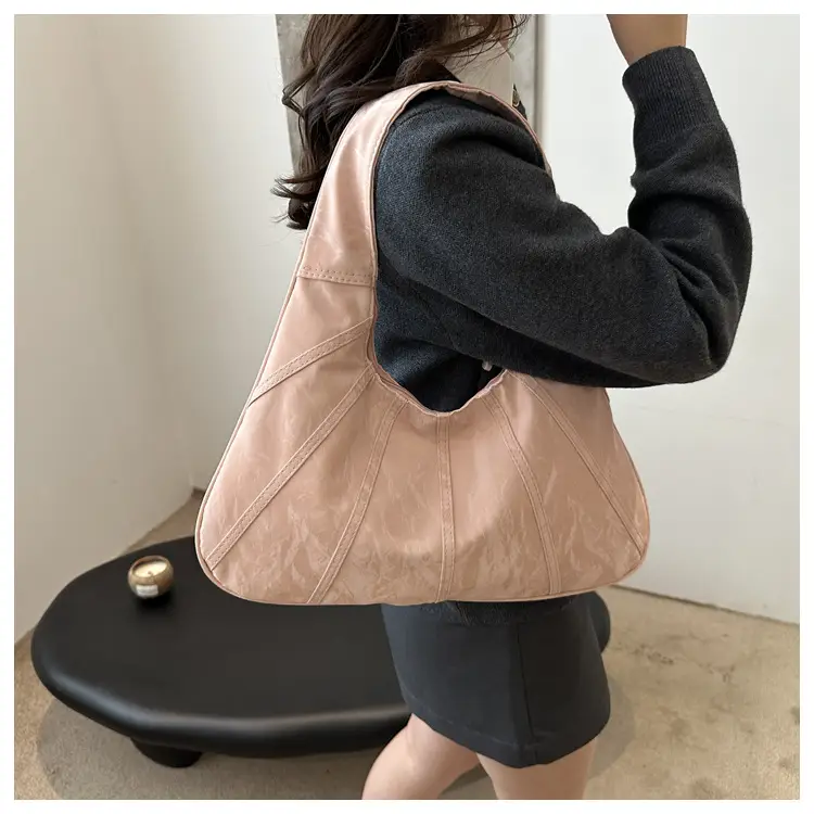 Brown Pleated Shoulder Bag for Women Commute — feature 8