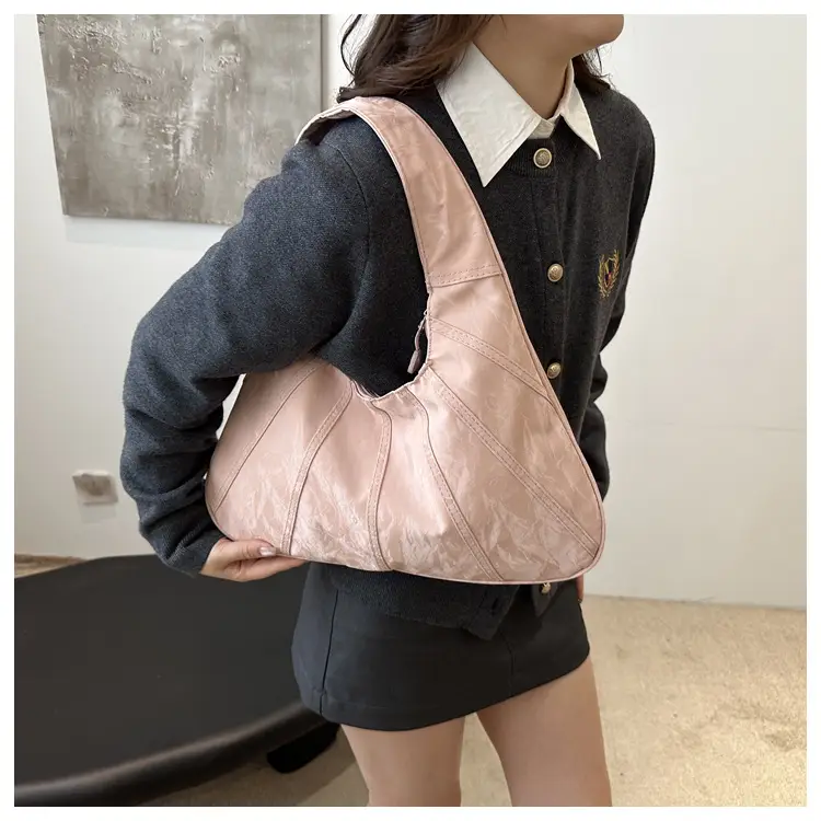 Brown Pleated Shoulder Bag for Women Commute — feature 9