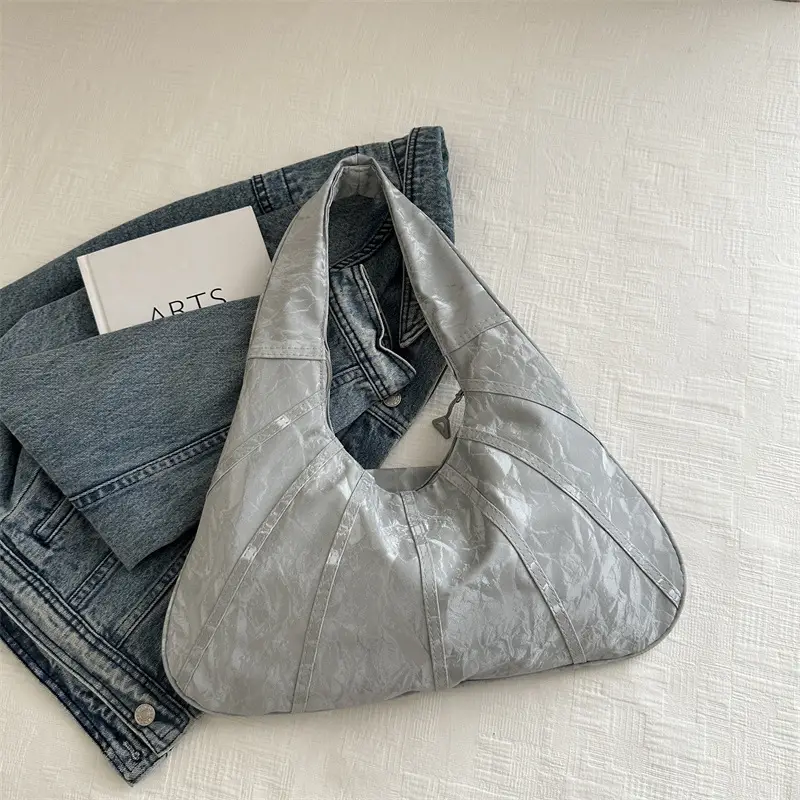 Brown Pleated Shoulder Bag for Women Commute - Image 3