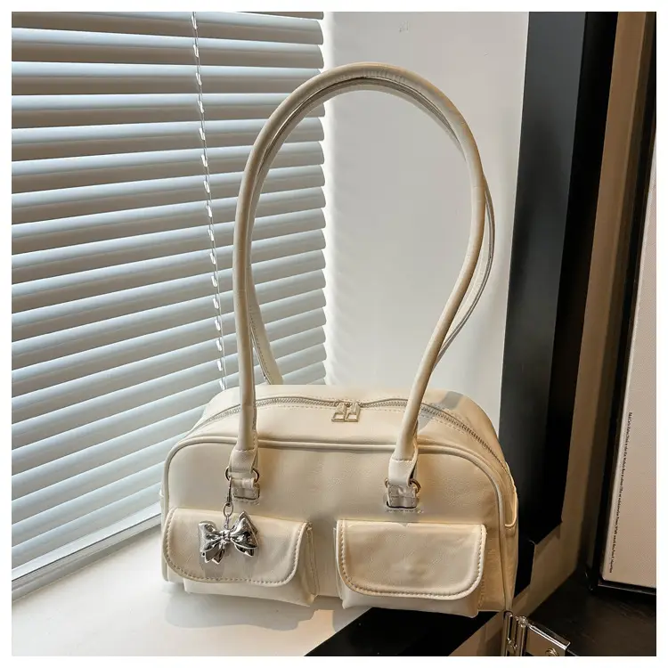 Green Leather Shoulder Bag with Butterfly Charm — feature 20