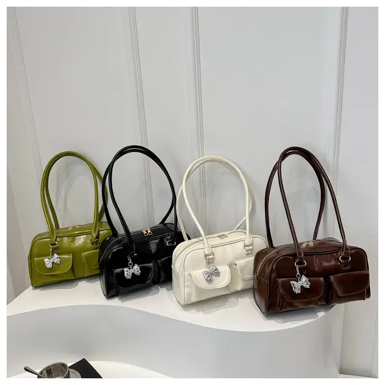 Green Leather Shoulder Bag with Butterfly Charm — feature 25
