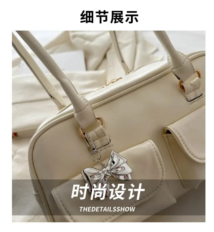 Green Leather Shoulder Bag with Butterfly Charm — feature 4