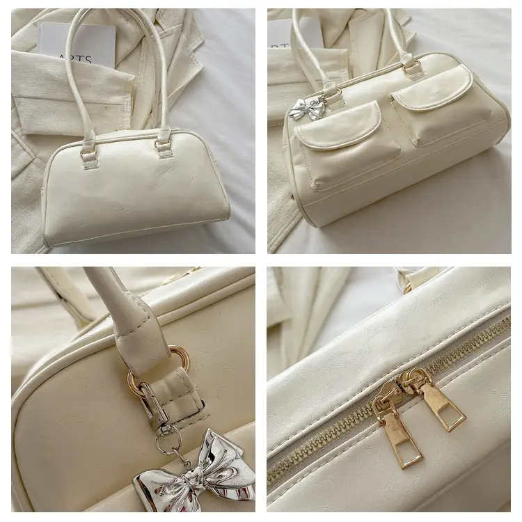 Green Leather Shoulder Bag with Butterfly Charm — feature 8