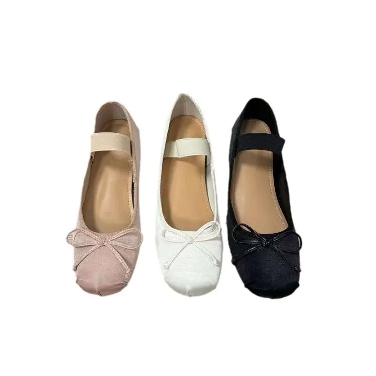Korean Style Small Height-raising Women's Shoes 5cm2025 Lightweight Satin Bow New Mary Ballet Shoes - Image 7