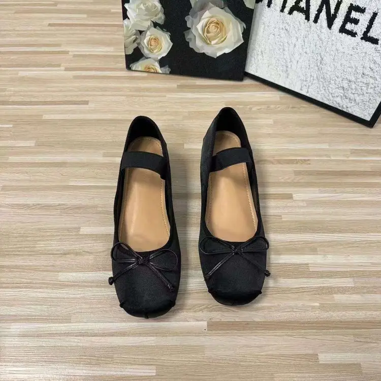 Korean Style Small Height-raising Women's Shoes 5cm2025 Lightweight Satin Bow New Mary Ballet Shoes — feature 4