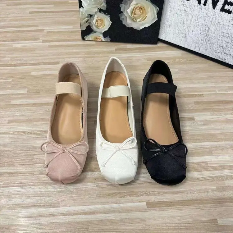 Korean Style Small Height-raising Women's Shoes 5cm2025 Lightweight Satin Bow New Mary Ballet Shoes — feature 5