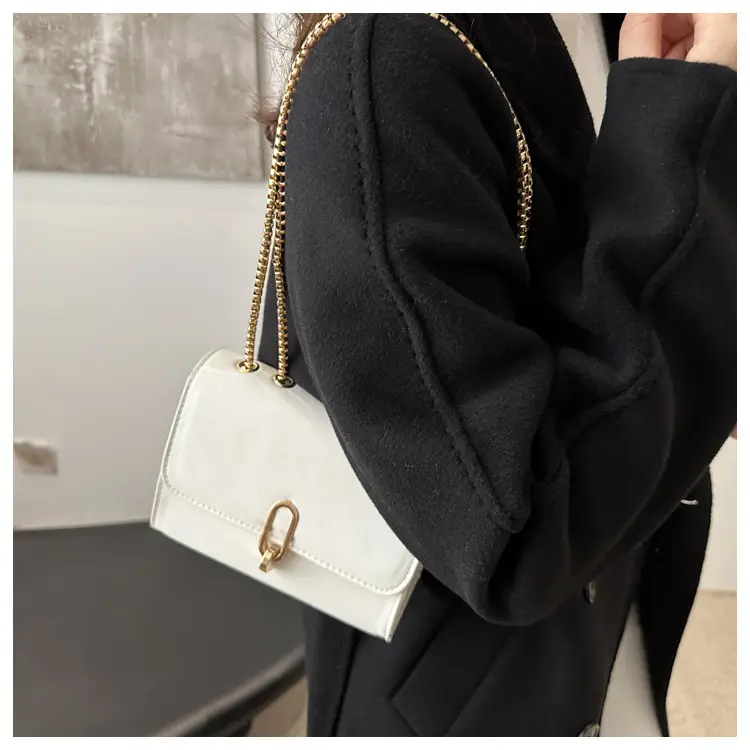 Red French Style Shoulder Bag with Gold Chain — feature 10