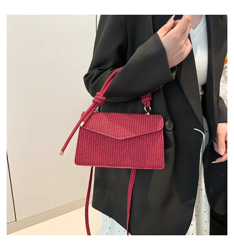 Pink Woven Shoulder Messenger Bag for Women — feature 11