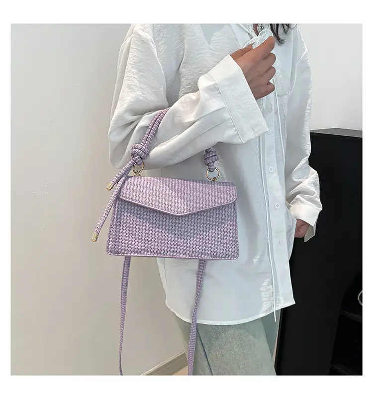 Pink Woven Shoulder Messenger Bag for Women — feature 23