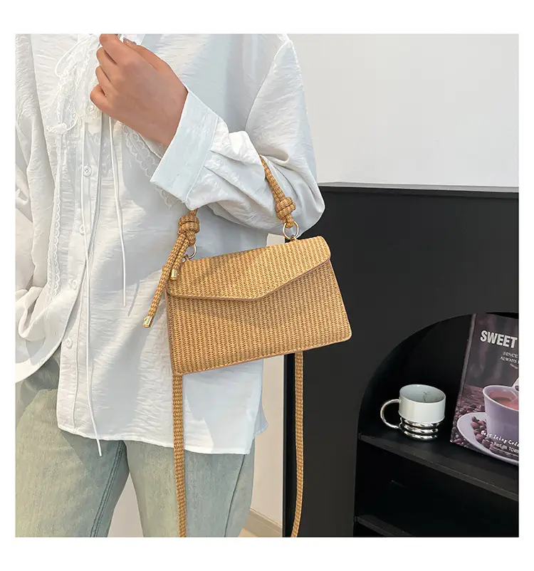 Pink Woven Shoulder Messenger Bag for Women — feature 25