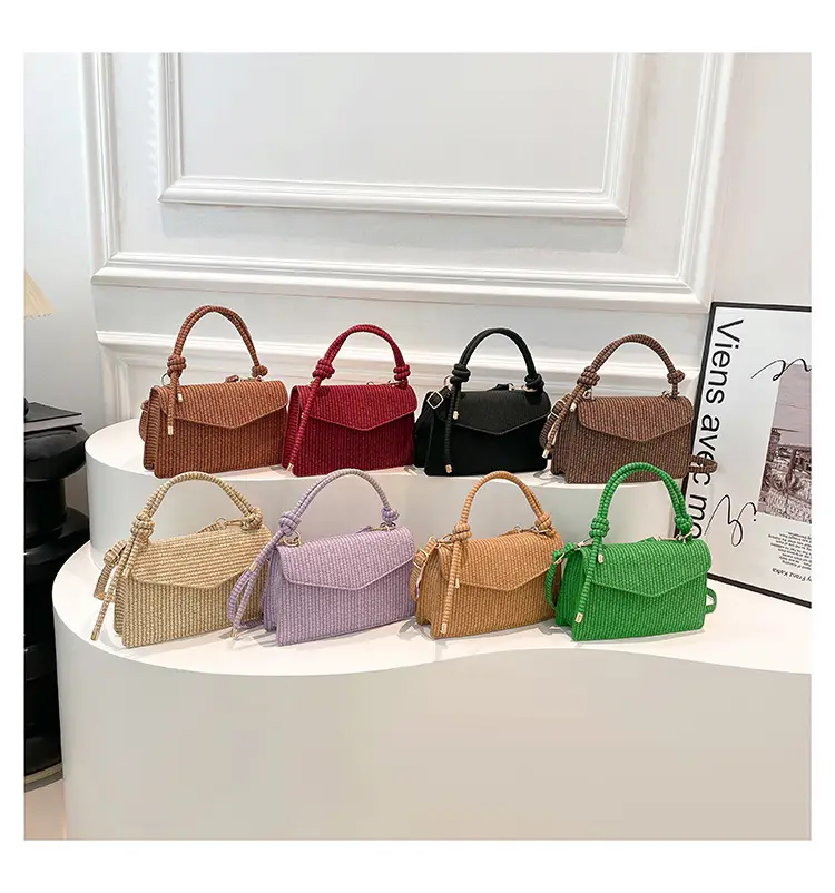 Pink Woven Shoulder Messenger Bag for Women — feature 9