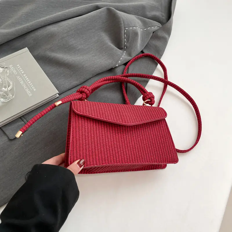 Pink Woven Shoulder Messenger Bag for Women - Image 3