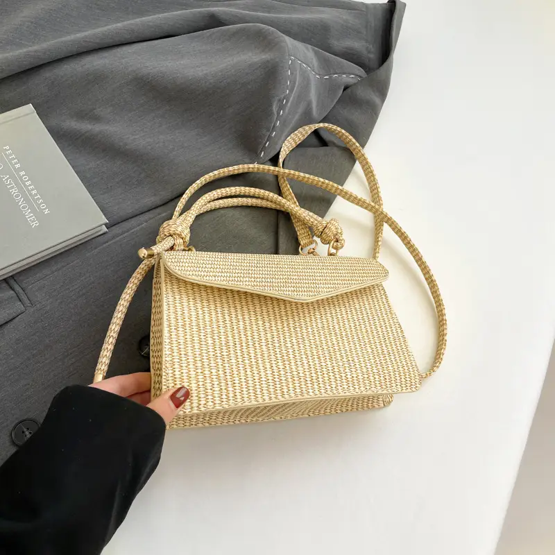 Pink Woven Shoulder Messenger Bag for Women - Image 5
