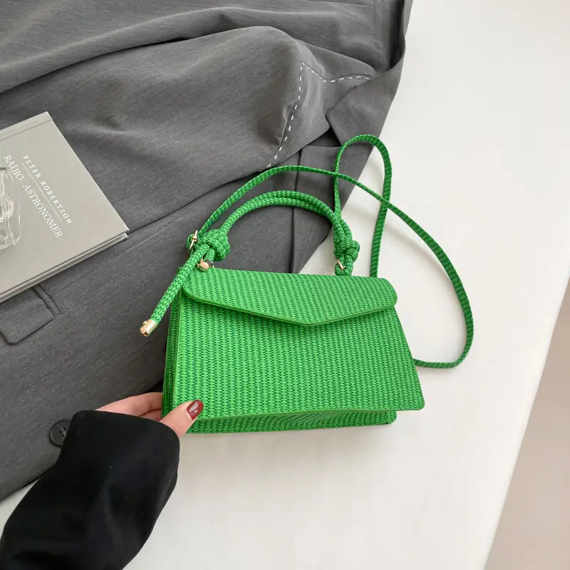 Pink Woven Shoulder Messenger Bag for Women - Image 7