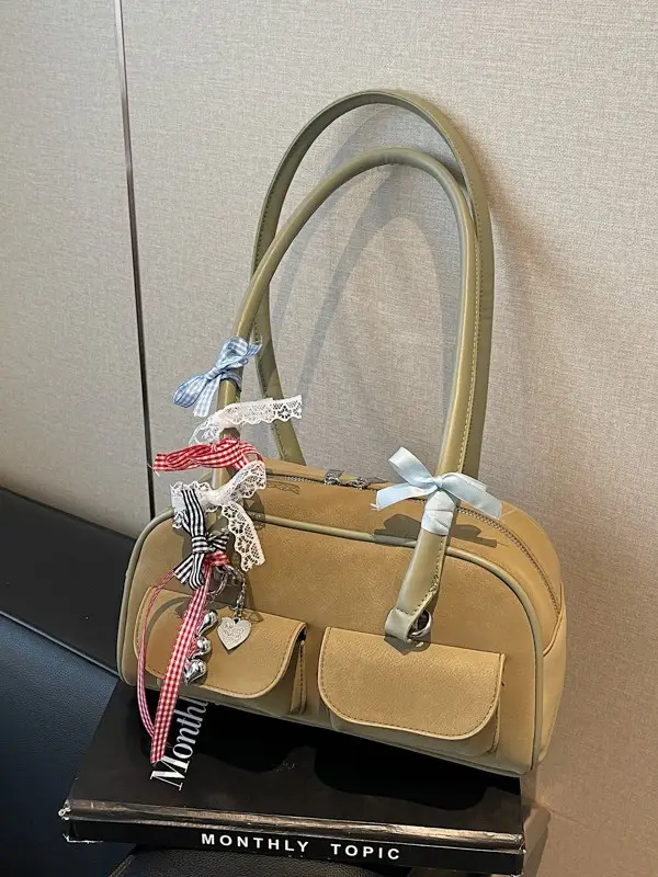 Women's Pink Retro Shoulder Bag with Crystal Tassel - Image 7
