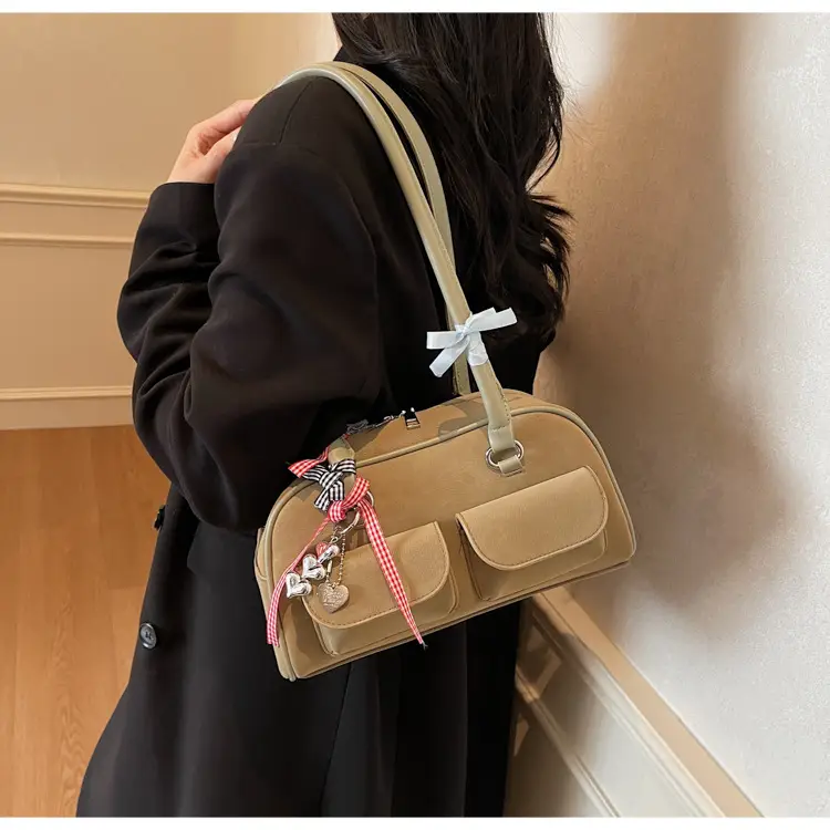 Women's Pink Retro Shoulder Bag with Crystal Tassel — feature 10